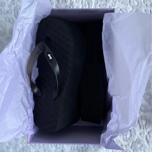 Black Platform Flip Flops - Picture 4 of 6